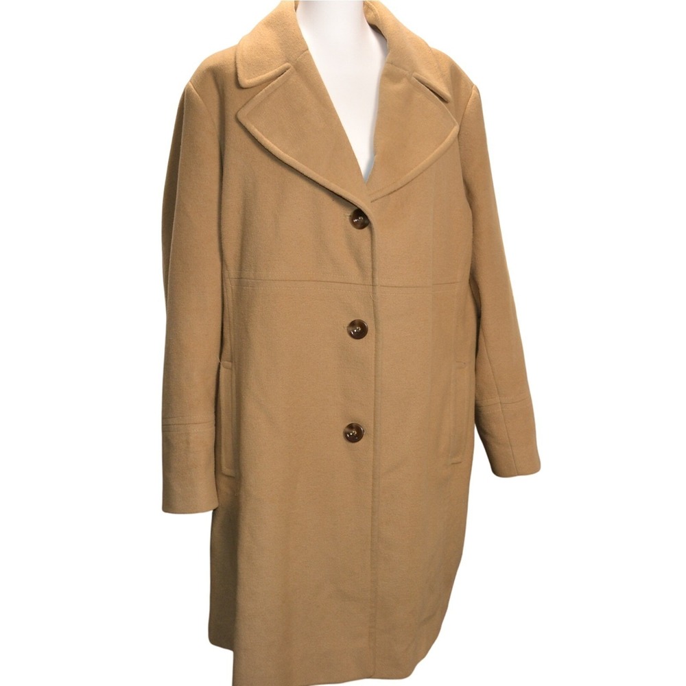 Vintage Camel Wool Coat Women's Classic Tailored Mid Length Winter‎ Outerwear 2X